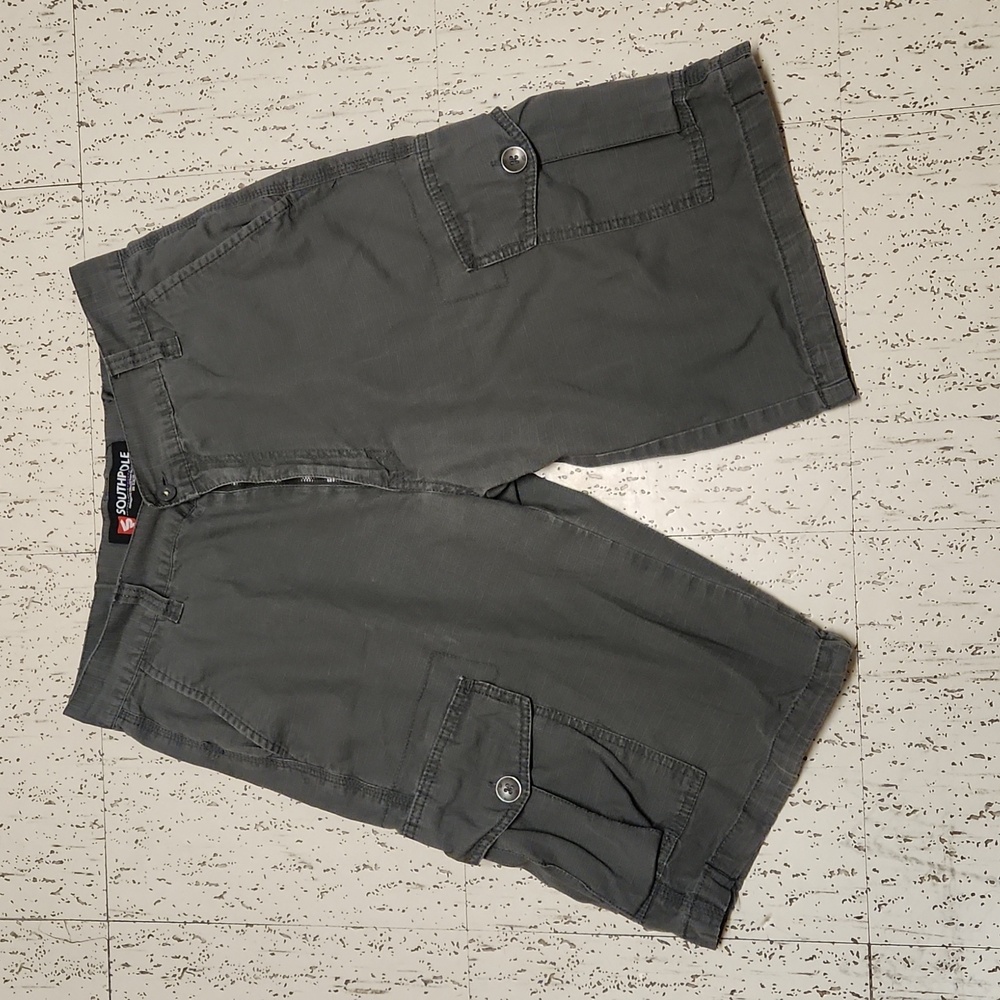 South Pole Gray Straight Leg Baggy Fit Multi Pocket Cargo Shorts Vintage Y2K